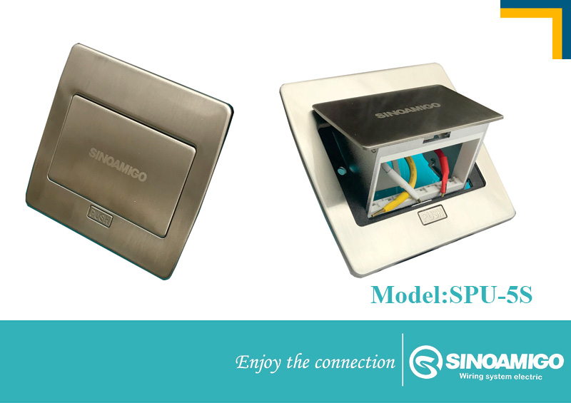 Ô cắm âm sàn SINO AMIGO SPU-5S mầu bạc, 